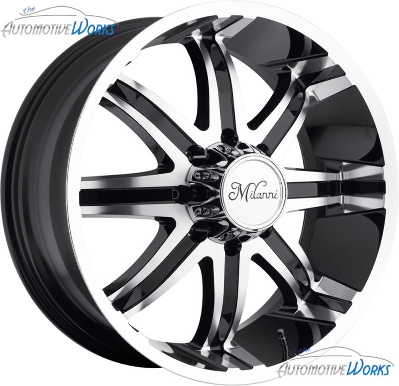 1 - 24x9.5 milanni kool whip 8 8x170 +18mm black machined wheel rim inch 24"