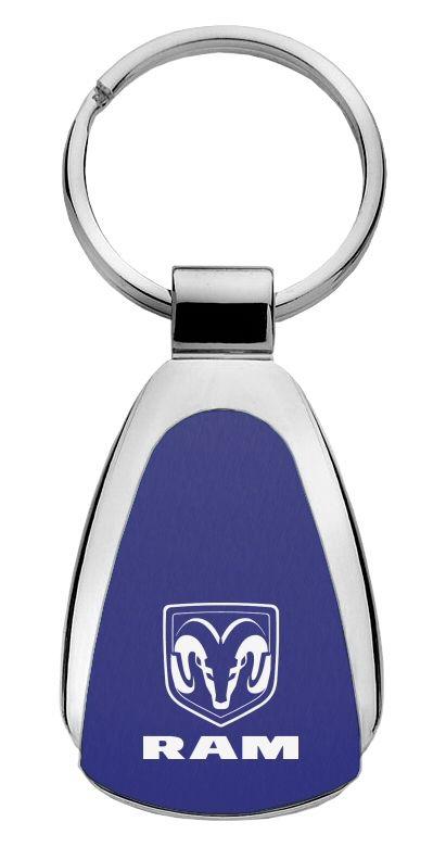 Dodge ram blue blue tear drop metal key chain ring tag key fob logo lanyard