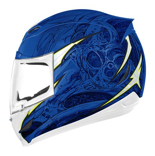 New icon airmada sportbike sb1 full-face adult helmet, blue/black, large/lg