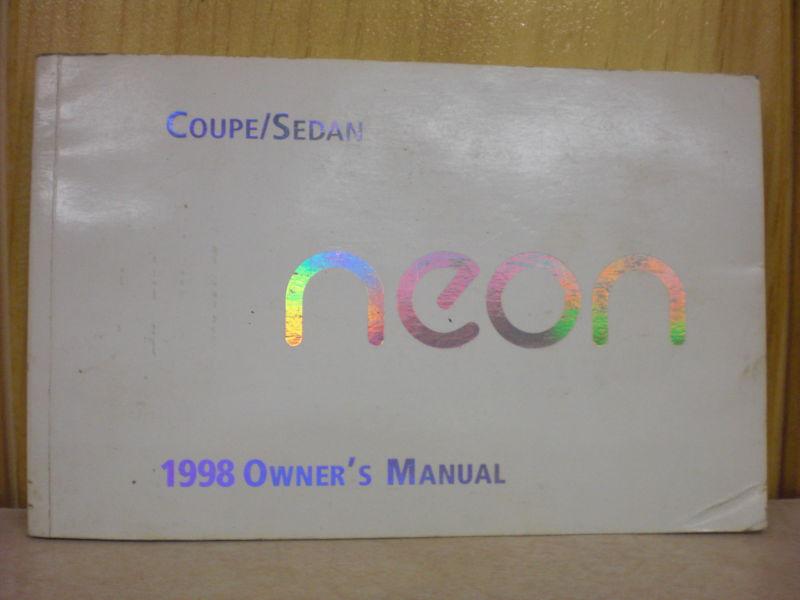 1998 dodge neon owner's manual (coupe/sedan)