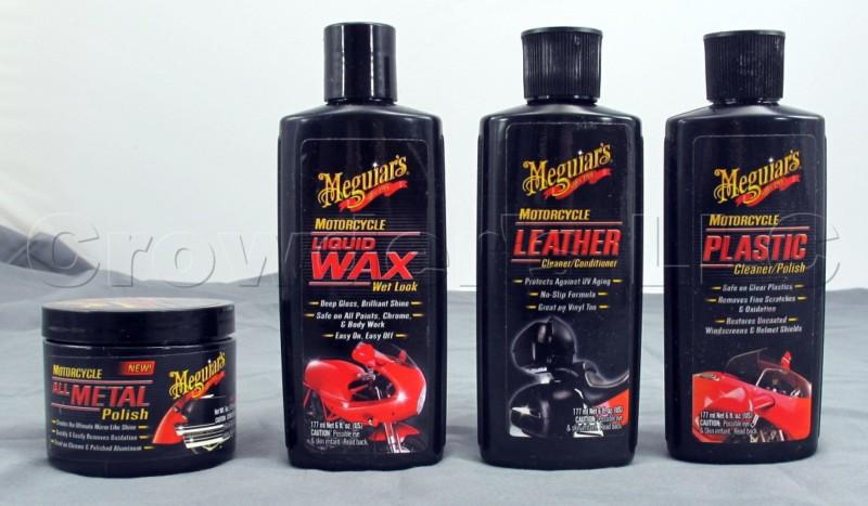 Meguiar's motorcycle leather plastic metal cleaner polish wax set - made in usa