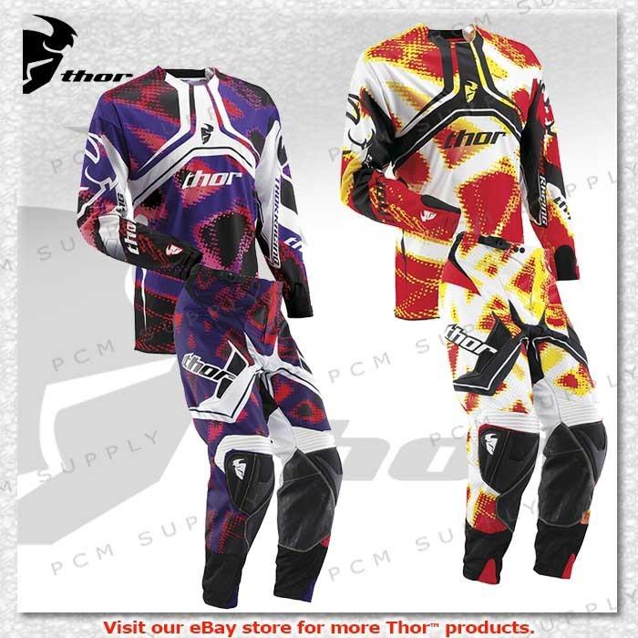 Thor 2013 flux fiber motocross mx atv vented jersey / pant gear combo