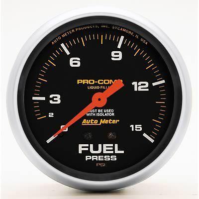 Autometer pro-comp mechanical fuel pressure gauge 2 5/8" dia black face 5413