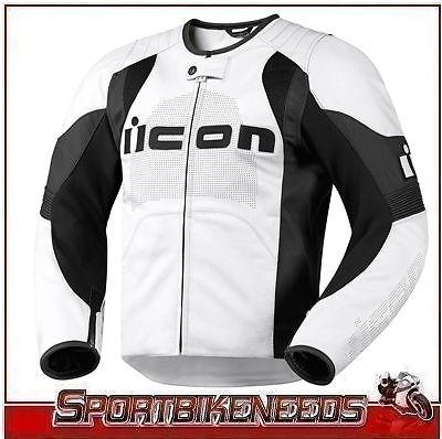 Icon overlord leather jacket medium m white black