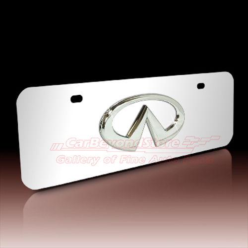 Infiniti 3d logo half-size chrome steel license plate, lifetime warranty + gift