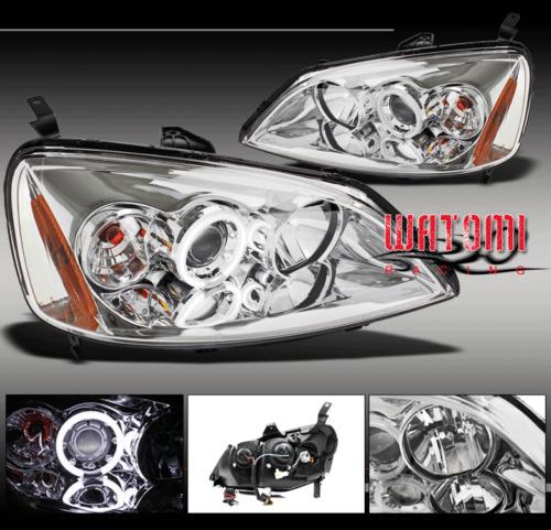 01 02 03 honda civic 2dr/4dr ccfl halo projector headlights jdm clear left+right