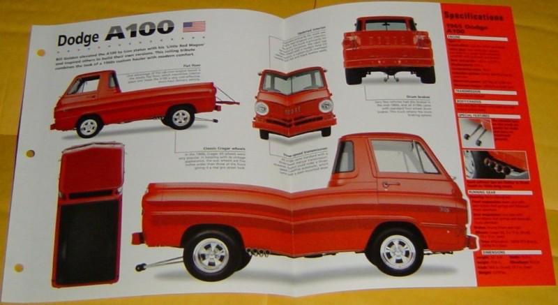 1965 dodge a100 truck/van v8 273 ci 235 hp mod little red wagon info/specs/photo