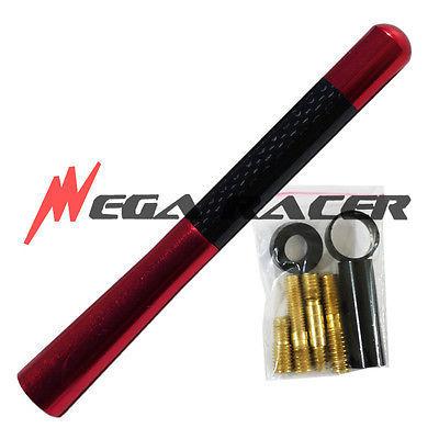 Vw volks jdm short euro red 5in/127mm carbon fiber #c32e oem screw type antenna