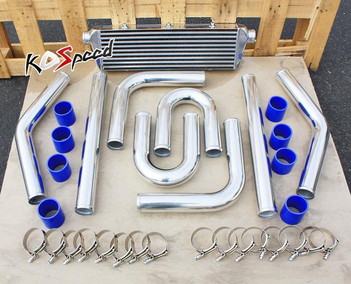 Universal front mount turbo intercooler+silver pipe piping kit fmic 27x5.5x2.5