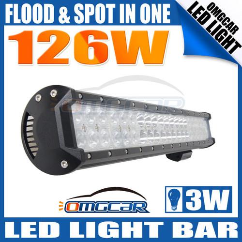 20inch 126w cree led work light bar combo spot flood 4wd driving offroad 4x4