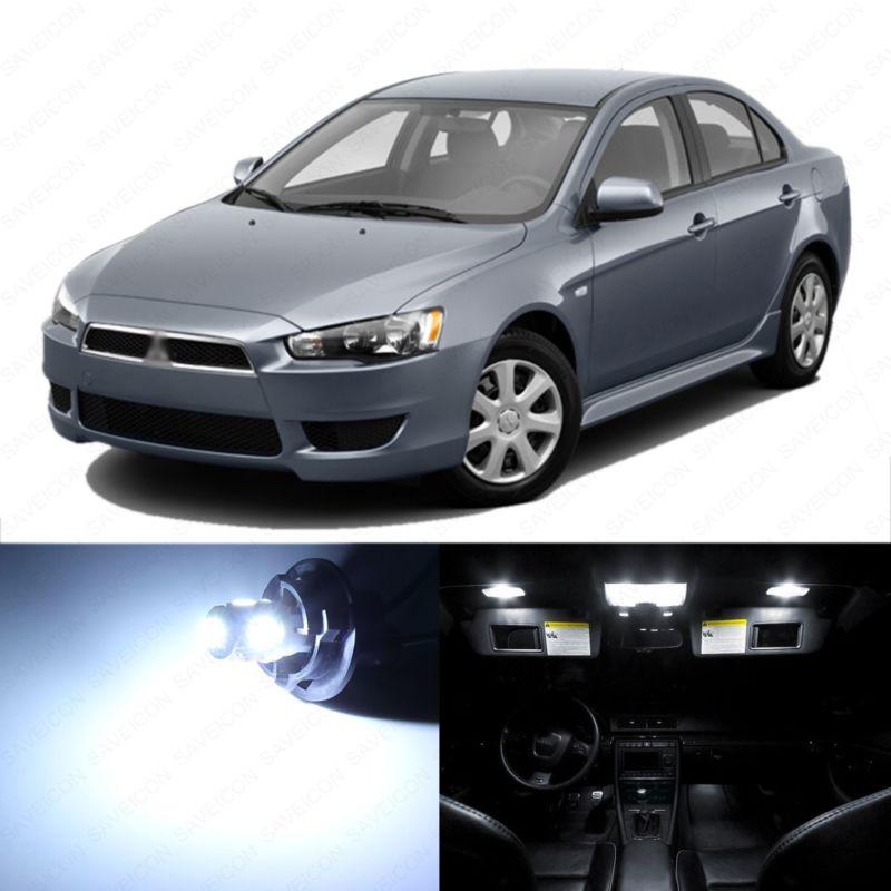 6 x xenon white led interior lights package for 2007 - 2013 mitsubishi lancer --