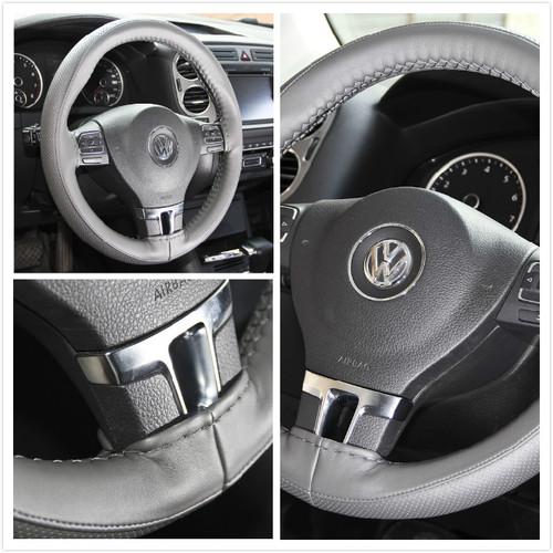 Steering wheel wrap gray pvc leather dots pattern diy stitch new 47008a