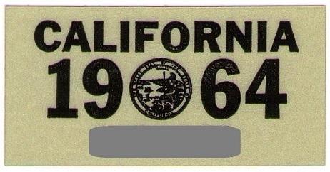 1964 california sticker, yom okay, authentic, full size