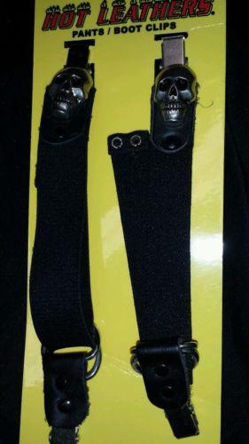 Hot leathers pants or boot clips skull emblem