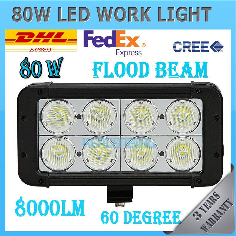 80w cree led flood beam 4wd awd work light driving off-road car suv wagon van