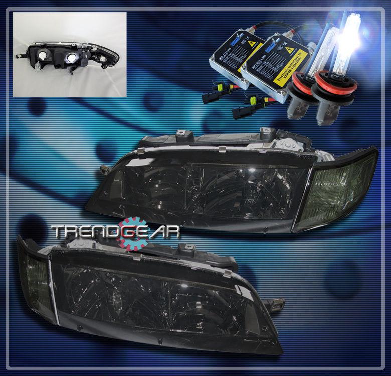 94-97 honda accord crystal headlights+hid 8000k lamp jdm smoke 95 96 dx ex lx se