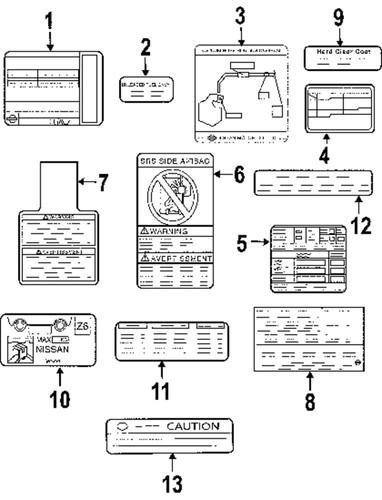 Nissan oem 6017089909 labels-caution label