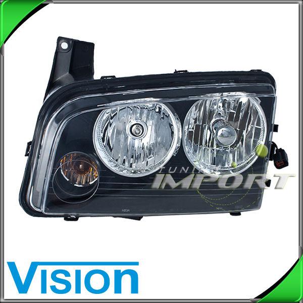 Driver side left headlight lamp black hsg halogen assembly 2006 dodge charger