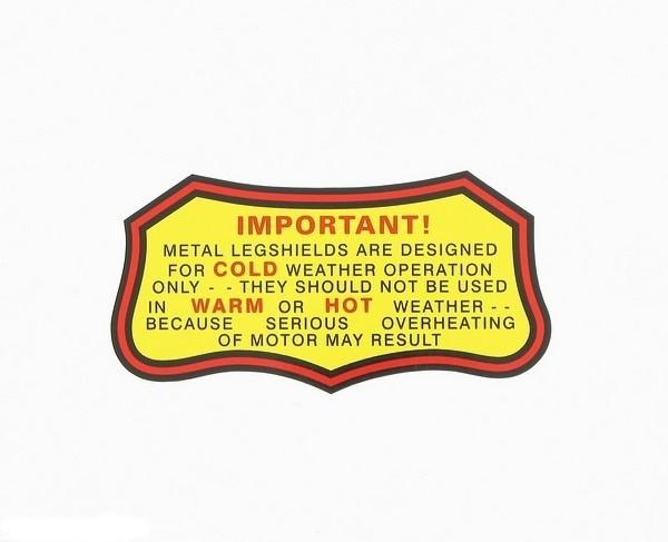 Harley wla, wlc, wl,fl,servi car legshields warning label transfer sticker