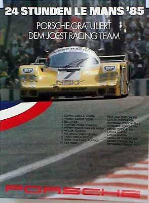Porsche 956 24 stunden le mans 1985 - joest racing team car poster out of print
