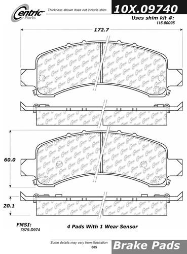 Centric parts c-tek disc brake pad... 102.09740