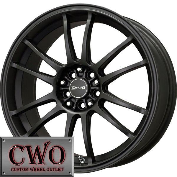 17 black drag dr-38 wheels rims 5x100/5x114.3 5 lug civic mazda 3 6 wrx accord