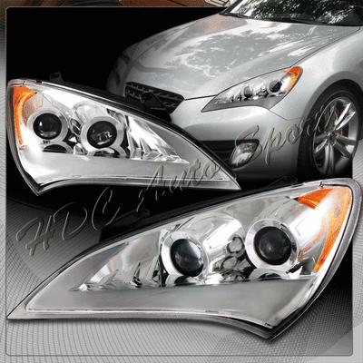 For 10-12 coupe chrome housing clear lens dual projector head lamp+amber