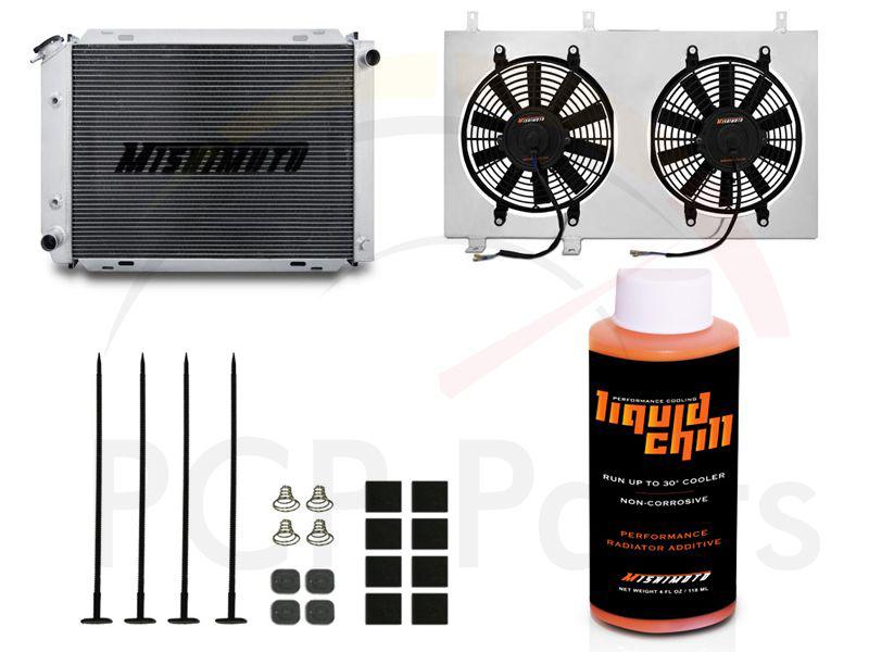 Mishimoto 79-93 mustang auto trans cooling kit dual fans radiator liquid chill 