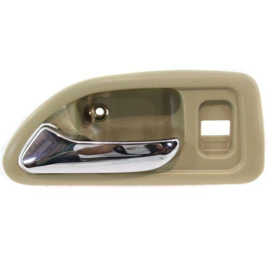 New door handle inner front driver left side beige bezel chrome lever lh hand