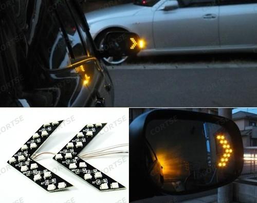 2x amber smd led arrow panel rear view side mirror turn signal indicator light