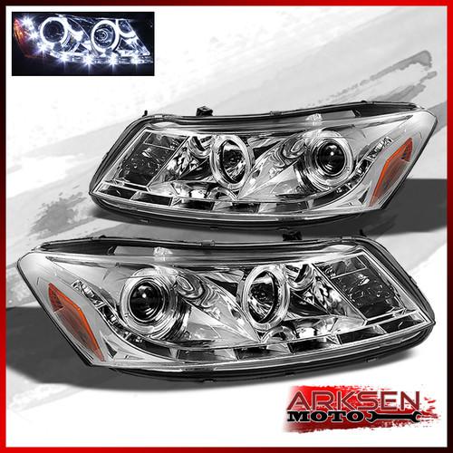 2008-2012 honda accord 4 door halo daytime led projector headlights lamp pair