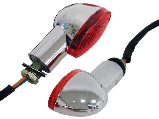 Chrome red mini rear turn signals for honda cbr gsxr r1 r6 ninja zx6r sportbikes