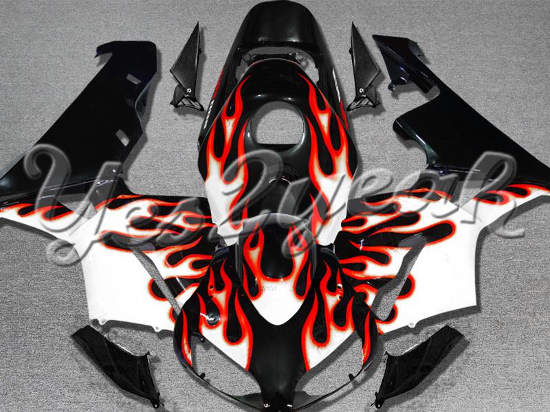 Injection molded fit 2003 2004 cbr600rr 03 04 red flames black fairing zn225