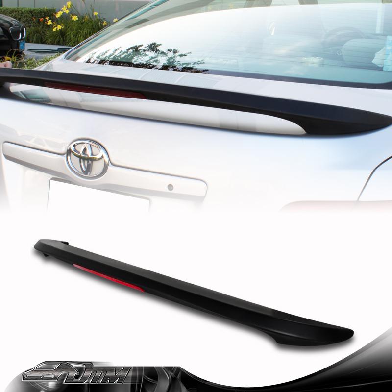 07-11 toyota camry black abs plastic rear trunk spoiler wing w/ led brake light