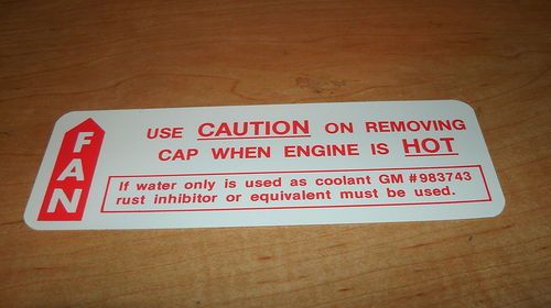 1964 1965 pontiac gto caution fan warning decal