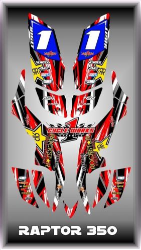 Yamaha raptor 350 yfm350  semi custom graphics kit 0beb1