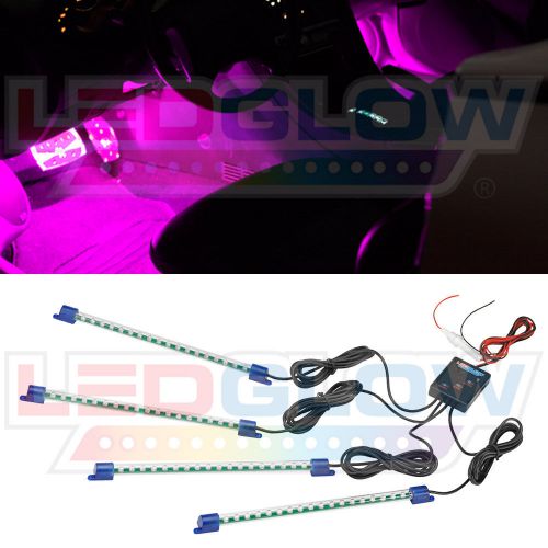 Ledglow 4pc pink led interior lights underseat dash accent universal 12v kit