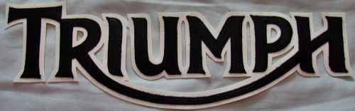 Triumph motorcycles 10 inch patch black lettering with white synthetic leather