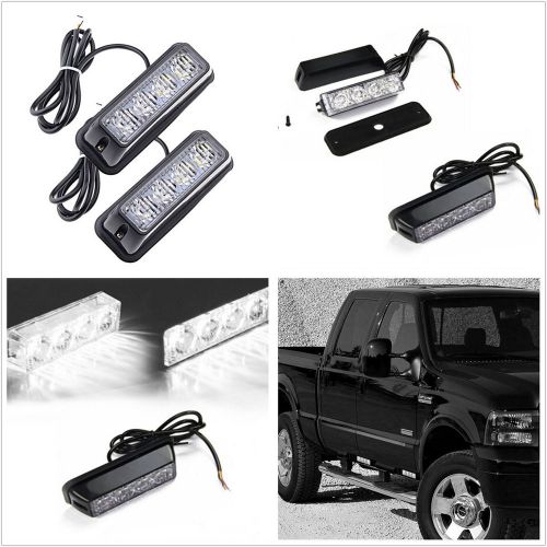 2 pcs dustproof energy saving white 4-led car strobe flash light alert lamp bars