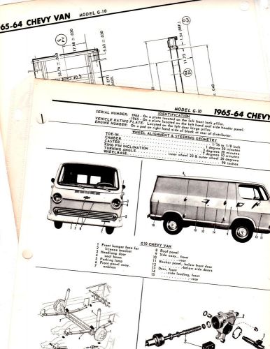 1964 chevrolet van g-10 motors original frame body crash illustration sheets m