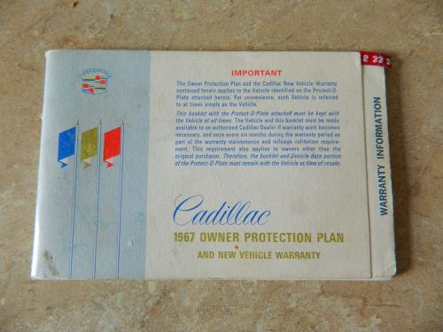 1967 cadillac owner protection plan w/&#034;protecto-plate&#034; intact inside