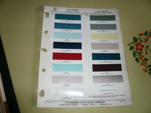 1962 mercury ditzler ppg color chip paint sample - comet monterey meteor