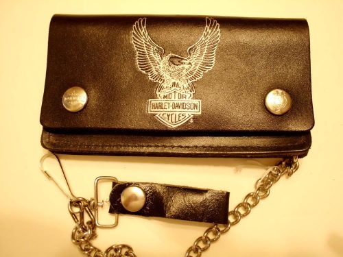 Harley-davidson wallet vintage nos 80&#039;s chain included 6&#034;x3-1/2&#034;