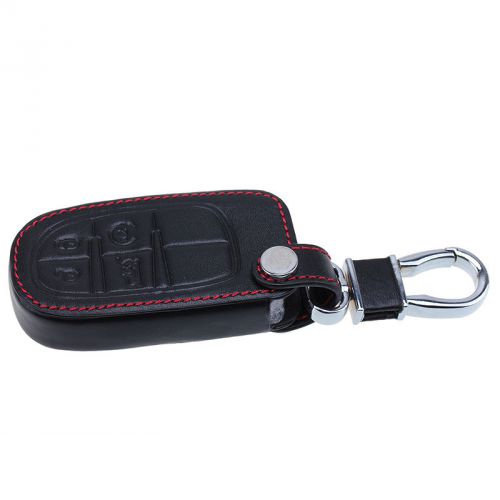 1pcs black leather holder for jeep 4 buttons remote smart key case chain fob