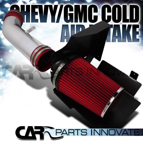 Escalade tahoe sierra yukon denali xl v8 heat shield cold air intake+filter red