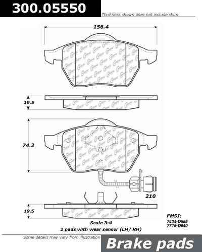 Centric 300.05550 brake pad or shoe, front-premium semi-met pads w/shims