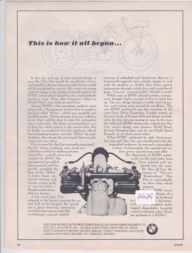 Bmw  vintage motorcycle advertisement ad 1967
