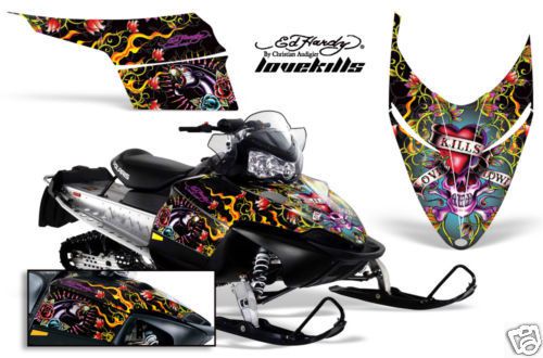 Amr racing polaris snowmobile sled graphic wrap kit shift ho rmk dragon ed hardy