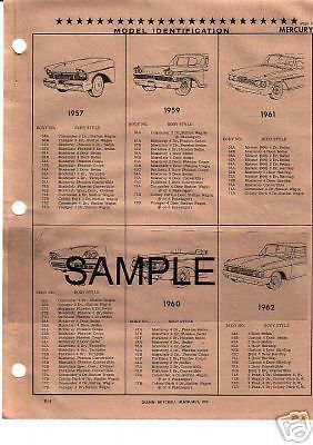 1966 mercury monterey montclair parklane body parts list frame crash sheets $