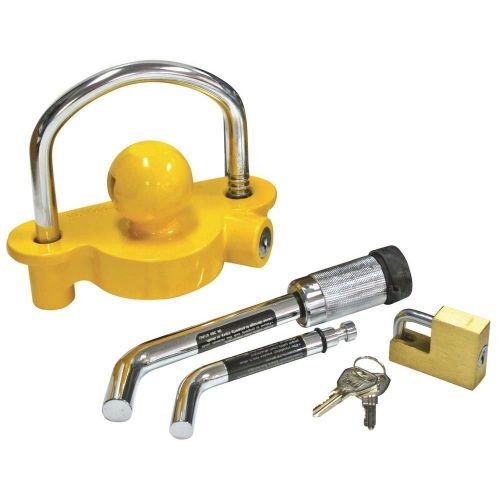 Towing universal dual bent adjustable brass coupler anti-theft lock kit steel